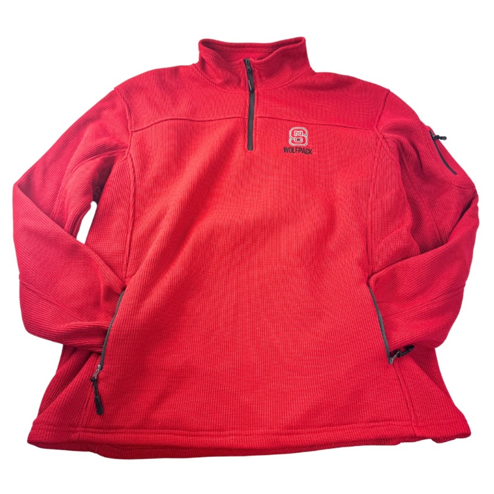 NC State Wolfpack Sweatshirt Sweater Quarter Zip Thermal Waffle - Mens XXL
